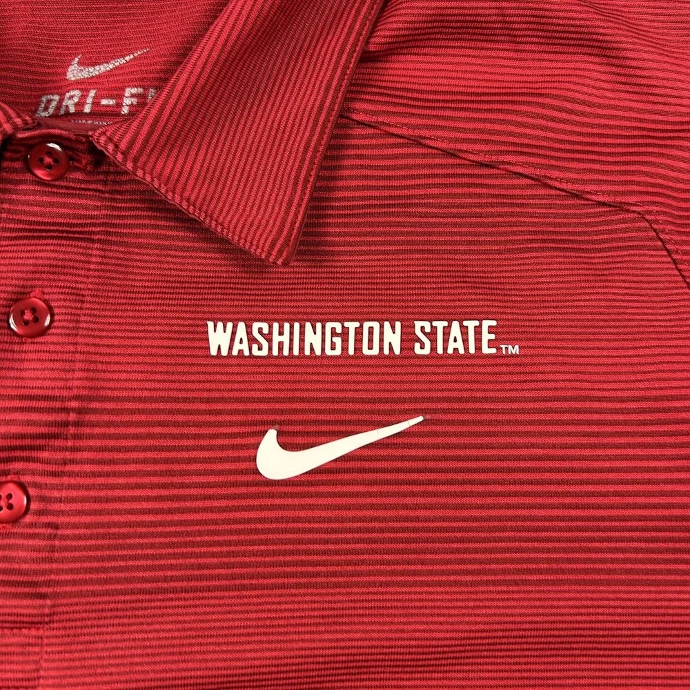 Washington State Cougars Shirt Mens Medium Red NCAA Football Nike‎ Dri Fit Polo